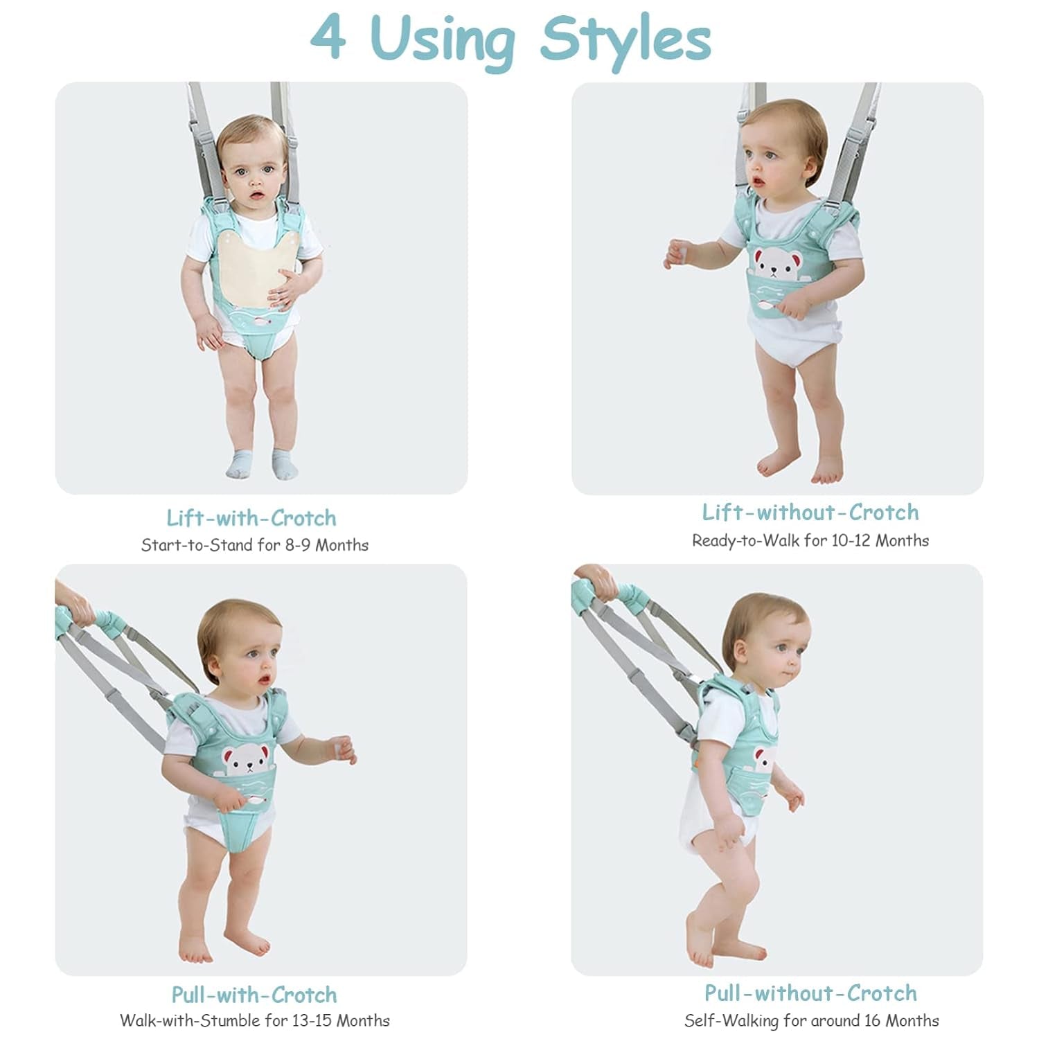 Baby Walking Harness Handheld Baby Walker Assistant Belt (Green)