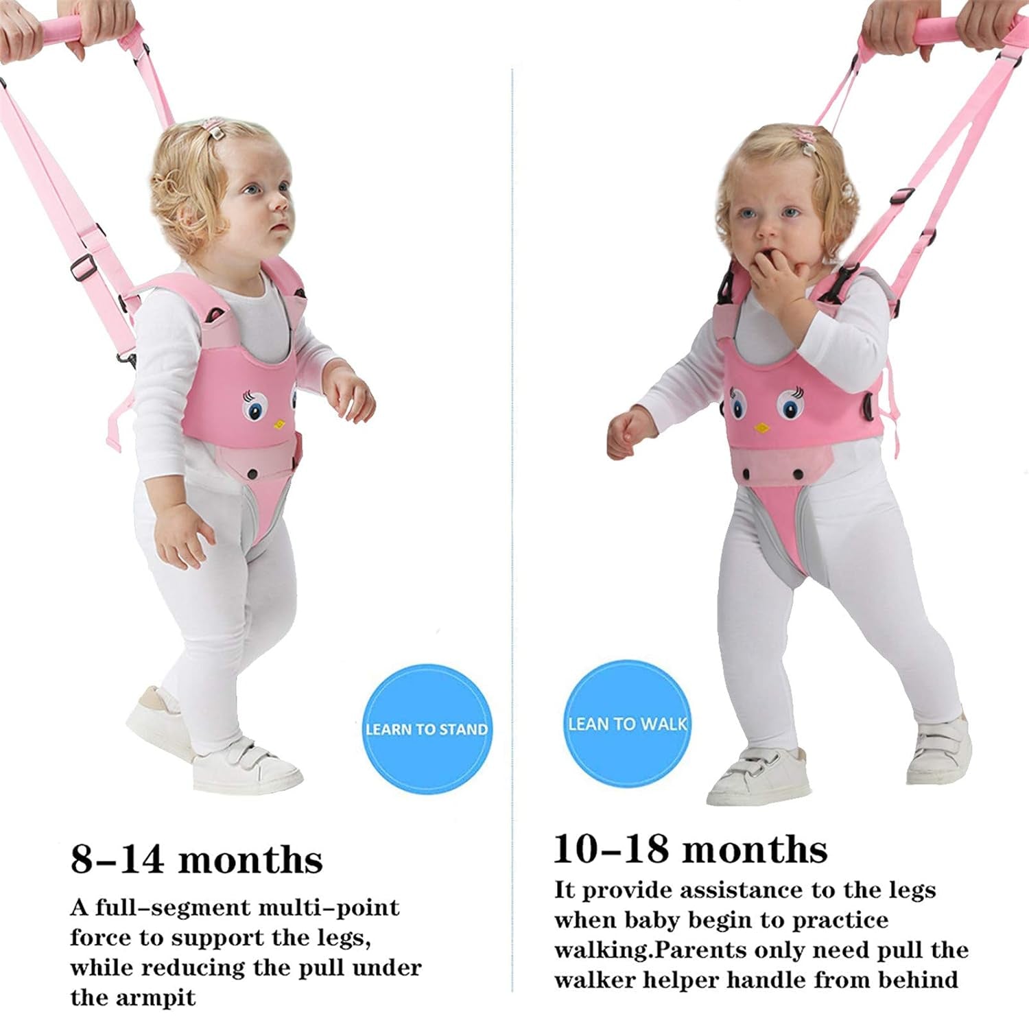 Toddler Walking Harness Baby Walker Helper Assistant Belt Pink