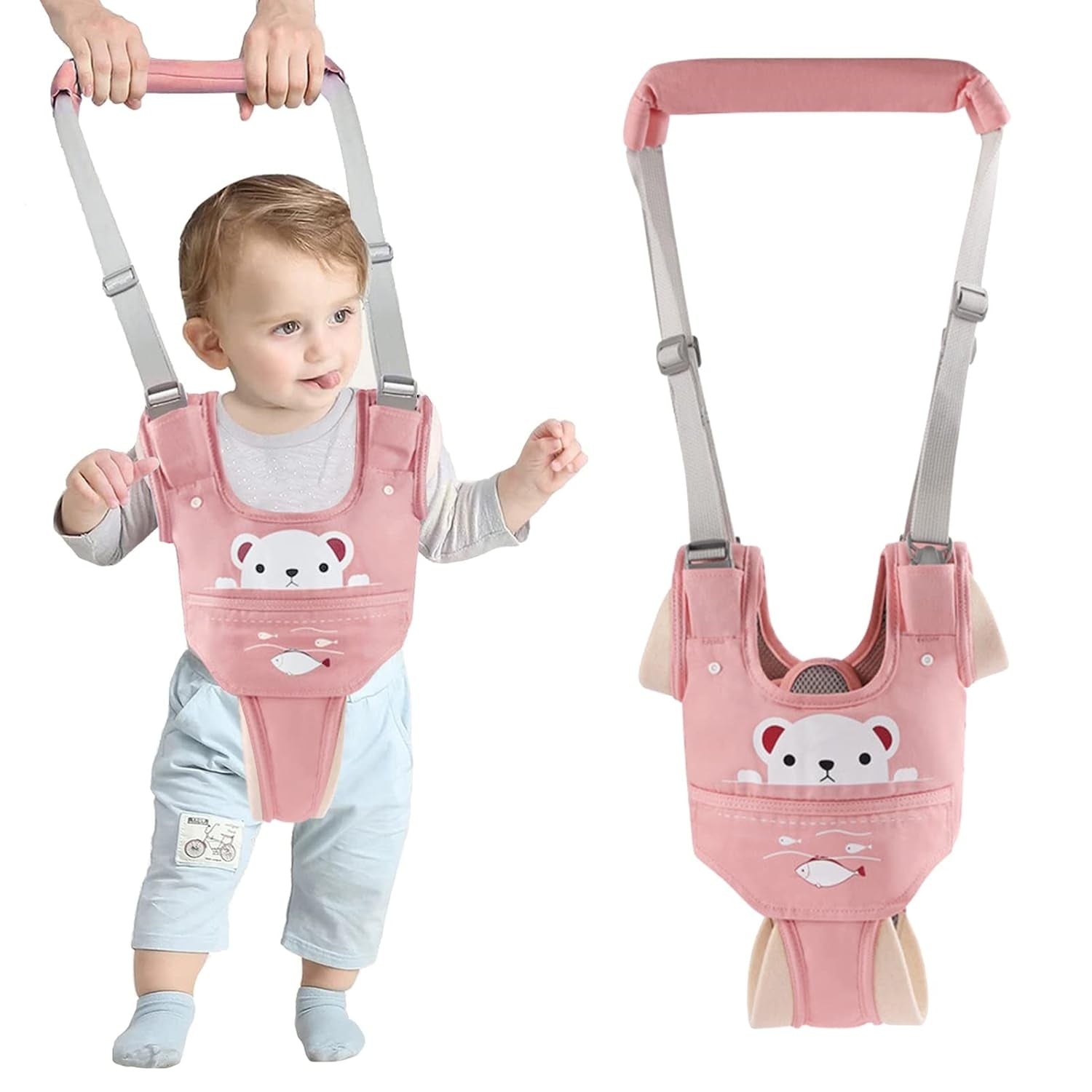 Baby Walking Harness Handheld Baby Walker Assistant Belt (Pink)