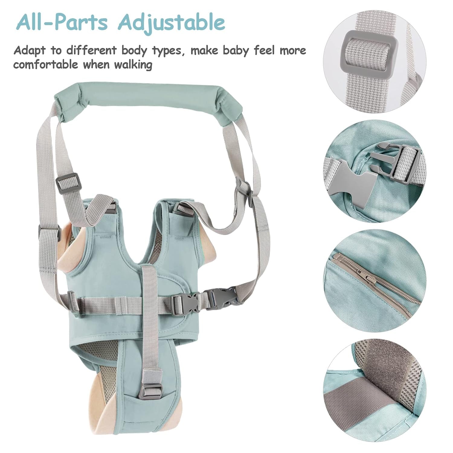 Baby Walking Harness Handheld Baby Walker Assistant Belt (Green)