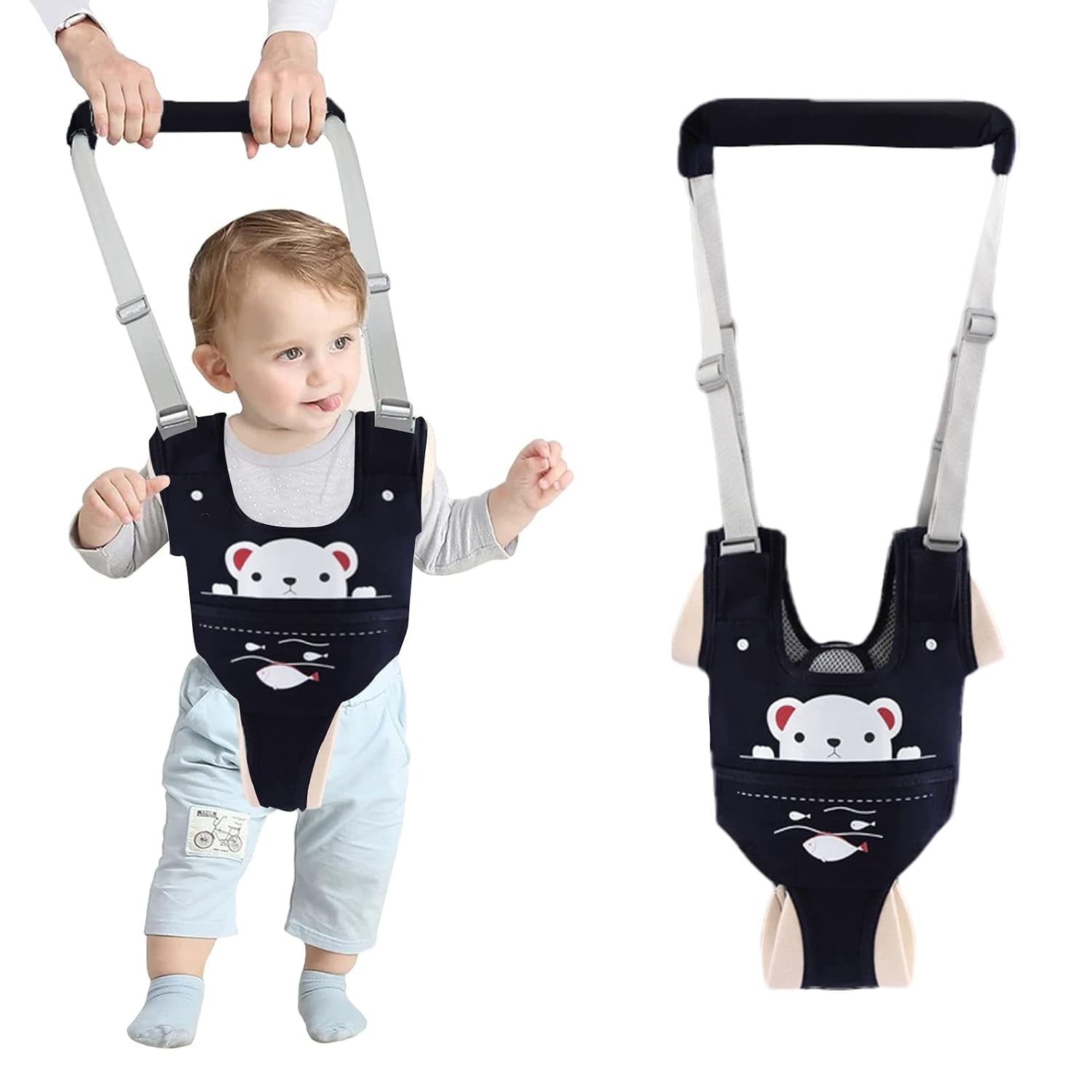 Baby Walking Harness Handheld Baby Walker Assistant Belt (Darkblue)