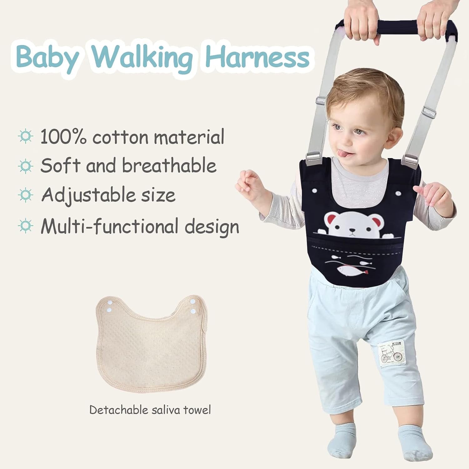 Baby Walking Harness Handheld Baby Walker Assistant Belt (Darkblue)