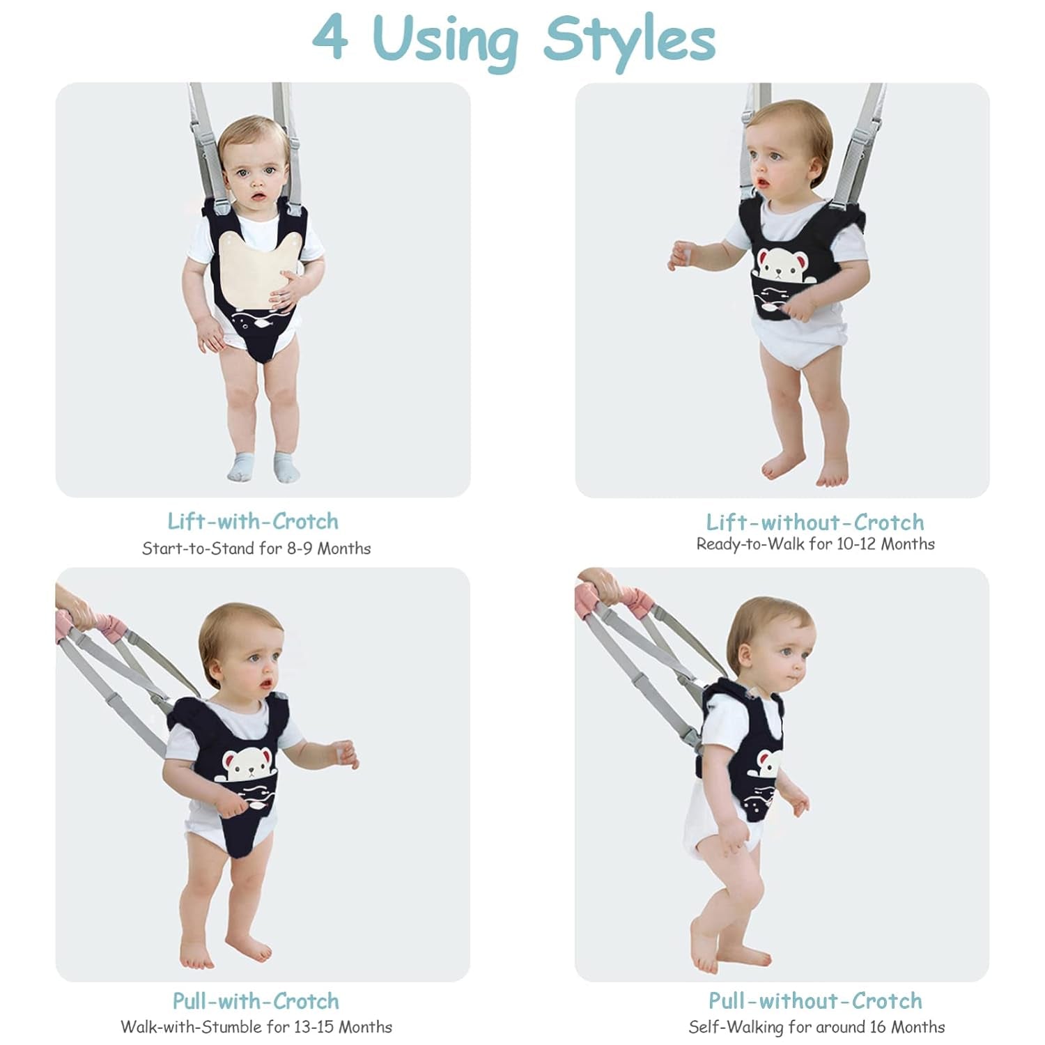 Baby Walking Harness Handheld Baby Walker Assistant Belt (Darkblue)