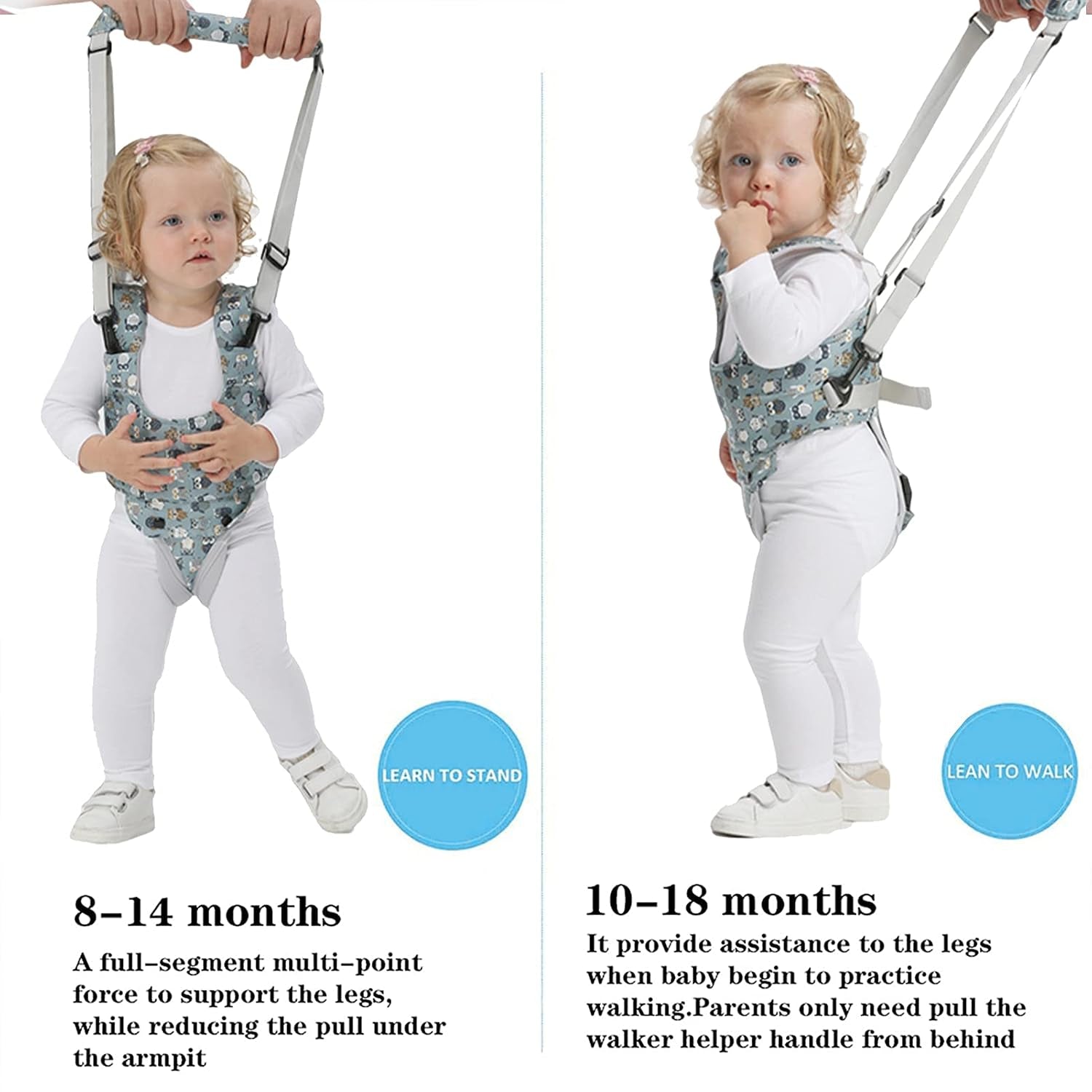 Toddler Walking Harness Baby Walker Helper Assistant Belt Blue&Grey