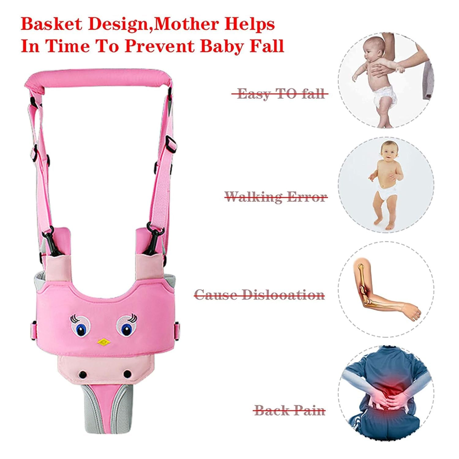 Toddler Walking Harness Baby Walker Helper Assistant Belt Pink